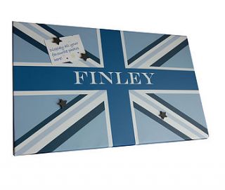 boy's personalised union flag noticeboard by the magnetic noticeboard company