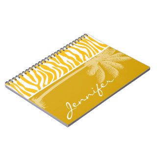 Amber Yellow Zebra Animal Print; Summer Palm Spiral Note Books