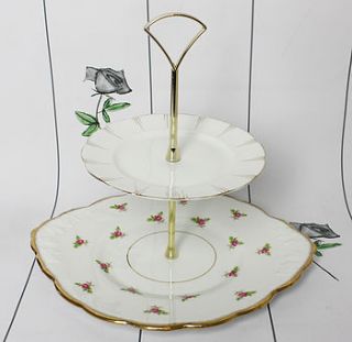 two tier vintage cake stand by the vintage tea cup