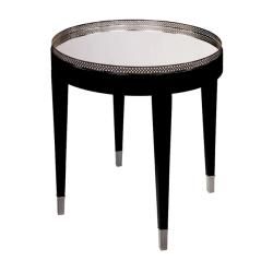 Ebony Finish Mirrored Top Round Accent Table Coffee, Sofa & End Tables