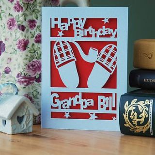 personalised pipe and slippers birthday card by pogofandango