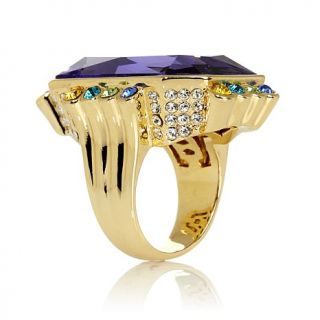 AKKAD "Thrilling Beauty" Octagonal Stone Goldtone Ribbed Gallery Ring