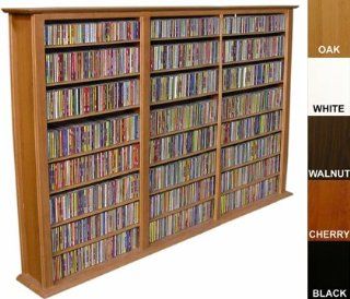 Bookcase Multi Media Tower   Triple (Black) (50"H x 76"W x 9.5"D)   Audio Video Media Cabinets