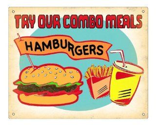 Hamburger soda fries display sign vintage style / for deli restaurant wall decor 296  Decorative Plaques  