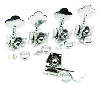 IKN Chrome 5 String Bass Tuning Pegs 4R1L Machine Heads Bass Tuners Musical Instruments