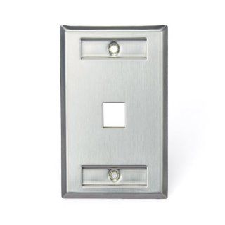 Leviton 43080 1L1 QuickPort Wallplate, Single Gang, 1 Port, Stainless Steel, with Designation Window