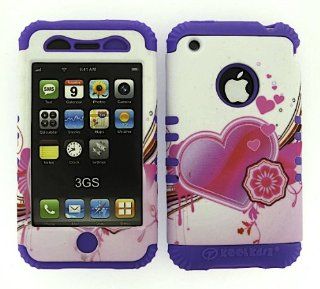 3 IN 1 HYBRID SILICONE COVER FOR APPLE IPHONE 3G 3GS HARD CASE SOFT LIGHT PURPLE RUBBER SKIN HEARTS LP TE282 KOOL KASE ROCKER CELL PHONE ACCESSORY EXCLUSIVE BY MANDMWIRELESS Cell Phones & Accessories
