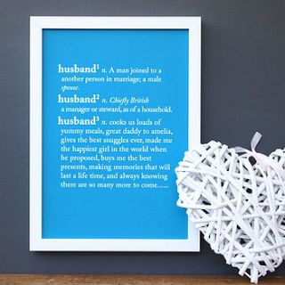 personalised husband dictionary print by coconutgrass