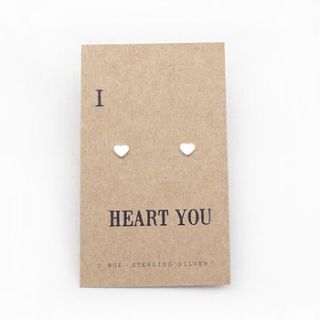 'i heart you' silver earrings by wue
