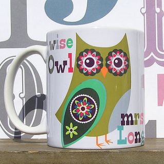wise owl personalised teachers thank you mug by that lovely shop