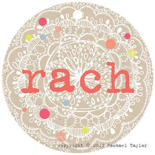 'r' name tags by rachael taylor