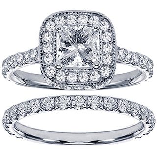 Platinum 2 1/2ct TDW Princess Diamond Bridal Set Bridal Sets