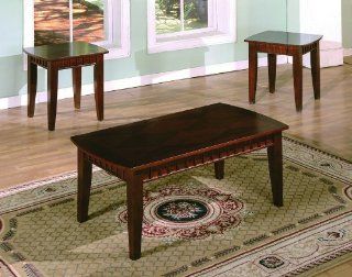 Dentil Cherry 3Pc Ocassional Table Set By Crown Mark Furniture   Living Room Furniture Sets