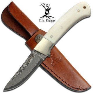 ELK RIDGE REAL DAMASCUS STEEL HUNTING KNIFE REAL LEATHER SHEATH ER286D  Other Products  