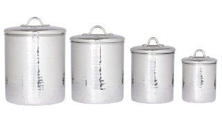 Old Dutch Stainless Steel Hammered 4 Piece Canister Set Kitchen Storage And Organization Product Sets Kitchen & Dining