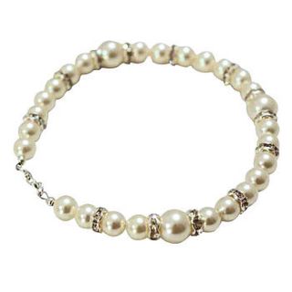 pristine pearl and diamante bridal bracelet by tantrums and tiaras