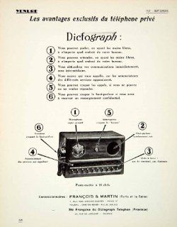 1927 Ad Dictograph Francois Martin Recorder Dictation machine 26 Rue Lorraine   Original Print Ad  