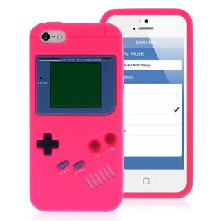 Nintendo Gameboy Retro Vintage Hot Pink Soft Silicone Skin Case Protective Cover for iPhone 5 and iPhone 5S Cell Phones & Accessories