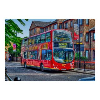 London to Lewisham Red Double decker Bus UK Posters