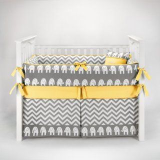 Elephant Chevron Zig Zag Gray & Yellow Baby Bedding   5pc Crib Set by Sofia Bedding  Baby