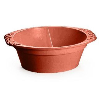 Tablecraft CW1421 14" x 9 1/2" x 3 3/4" Copper Cast Aluminum Small Oval Divided Casserole Dish Kitchen & Dining