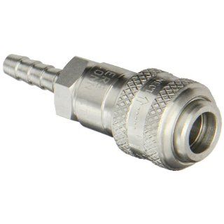 Dixon Valve 2DS2 S Stainless Steel 303 Automatic Industrial Interchange Pneumatic Fitting, Socket, 1/4" Coupler x 1/4" Hose ID Barbed Quick Connect Hose Fittings