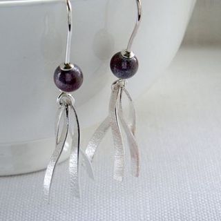 silver tassel earrings with enamel bead by anna clark studio