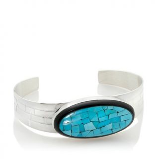 Jay King Sleeping Beauty Turquoise and Black Tourmaline Sterling Silver Cuff Br