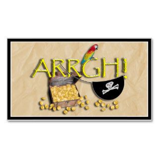 ARRGH With Pirate Treasure, Parrot & Eye Patch Business Card Template