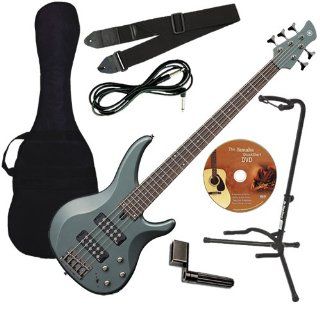 Yamaha TRBX305 5 String Green Bass ESSENTIALS BUNDLE w/ Gig Bag, Strap & Stand Musical Instruments