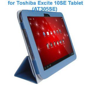 Toshiba Excite 10SE (AT305SE) 10.1" Tablet Custom Fit Portfolio Leather Case Cover with Built In Stand  Blue Computers & Accessories