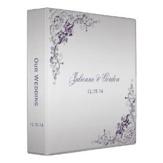 Ornate Purple Silver Floral Swirls Photo Album 3 Ring Binder  Padfolio Ring Binders 