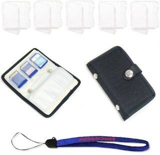 Memory Card Carrying Case Snap Close   Black / Wallet / Holder / Organizer / Bag   Storage for SD SDHC CF xD Camera Memory Cards With (5) Clear SD Jewel Cases & Everything But Stromboli Lanyard Computers & Accessories