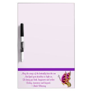 Colorful Butterfly with Irish Blessing Dry Erase Board