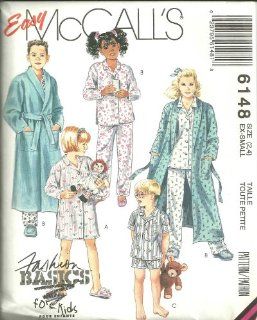 Children's, Boys Or Girls Robe, Tie belt, Nightshirt And Pajamas Size 2 4 Ex Small. McCall's Sewing Pattern 6148