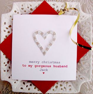 personalised heart christmas card by sabah designs