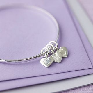 sterling silver initial heart charm bangle by hurley burley