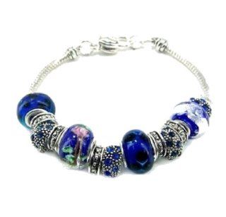 Pandora Style Bracelets Cobalt Blue Glass Beads and Silver Chain BR1982BLU  Office And School Rulers 