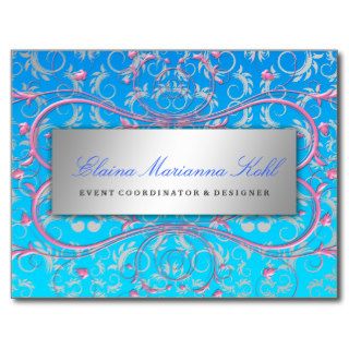 311 Silver Divine Pink Swirls Blue Tropical Fade Postcard