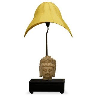 Stone Buddha Head Table Lamp with Shade    