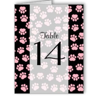 Table Numbers   Dog Paws, Paw prints   Pink Black Greeting Card