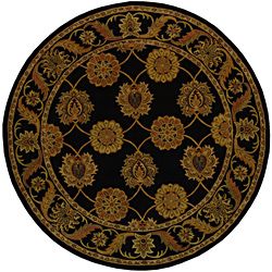 Handmade Heritage Mahal Black Wool Rug (7'6 x 9'6 Oval) Safavieh Round/Oval/Square
