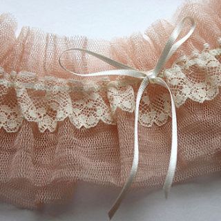 silk tulle and lace wedding garter by faulkner & carter london