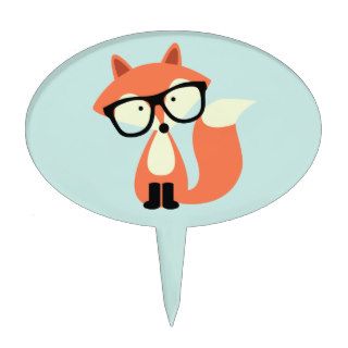 Cute Hipster Red Fox Cake Pick
