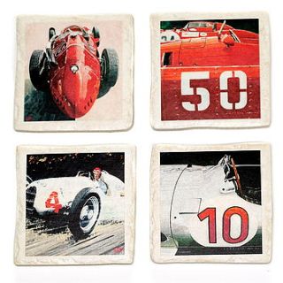 set of four historic racers coasters by me and my car