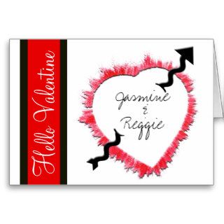 Red Heart Outline With Arrow Card