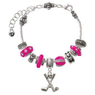 Golf Clubs with Golf Ball Hot Pink Juliet Beaded Bracelet [Jewelry] Delight Delight Jewelry