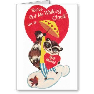 Retro Raccoon Valentine's Day Card