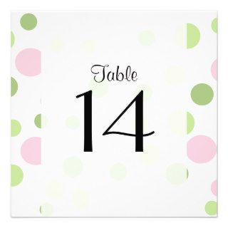 Table Numbers Chic Retro Dots Spots Pink Green Announcement