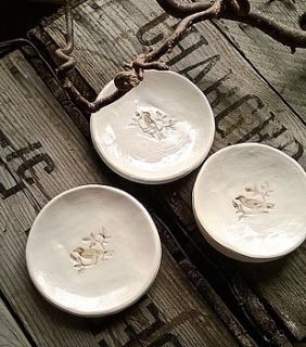 bird on a branch white ceramic bowl by little brick house ceramics